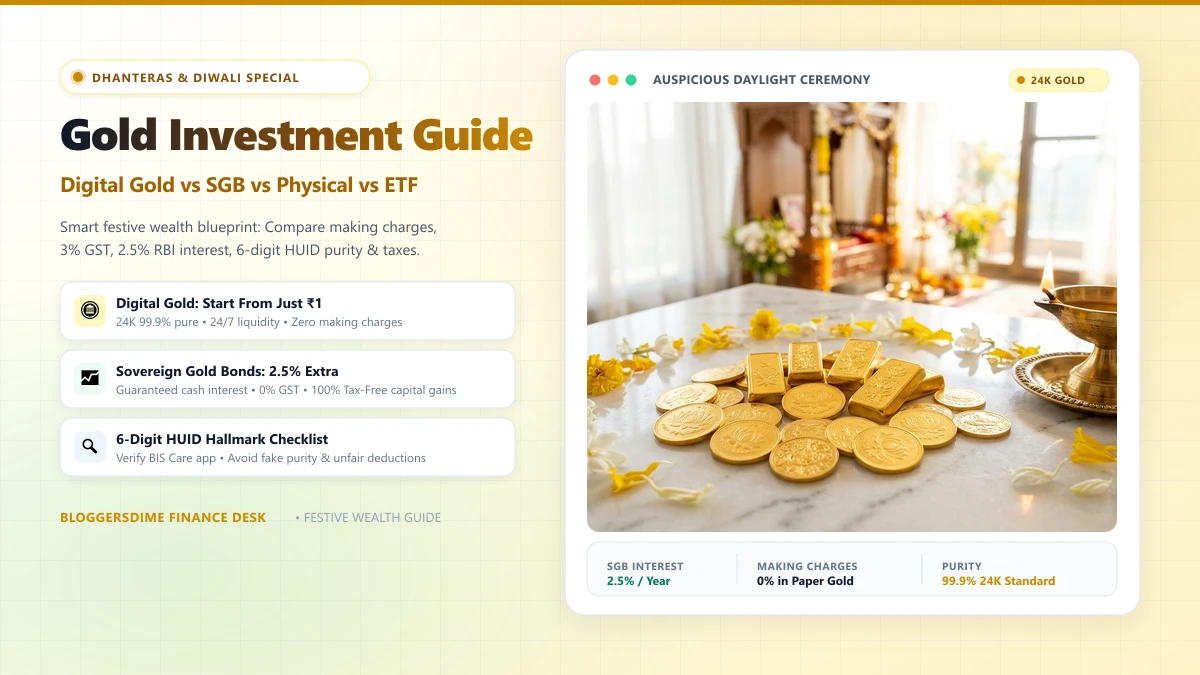 Dhanteras Gold Investment Comparison: Digital Gold, SGB, Physical Gold, Gold ETF