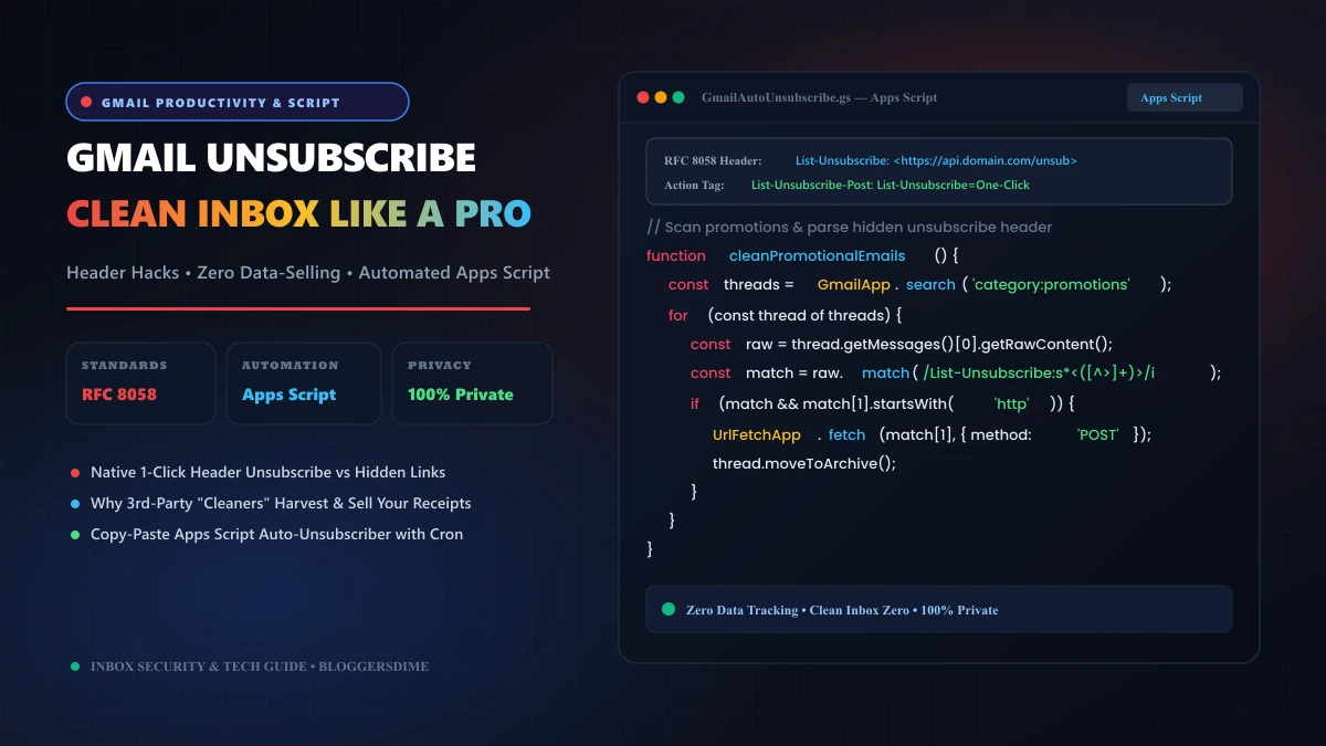 How to Unsubscribe from Mailing Lists in Gmail: Manual Tricks, Header Hacks & Automated Apps Script Code