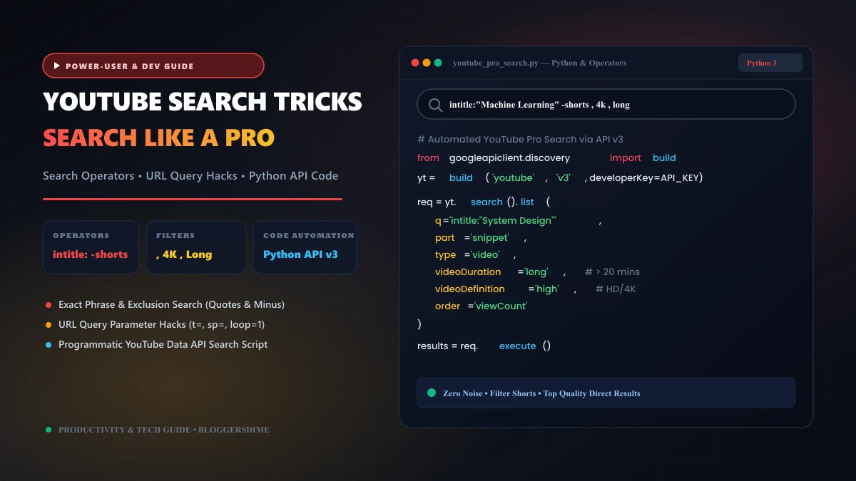 YouTube Search Tricks: Advanced Search Operators, URL Hacks & Python API Code [Search Like a Pro]